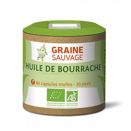 Huile de bourrache Bio - peau protégée et hydratée - 60 caps. - Graine Sauvage