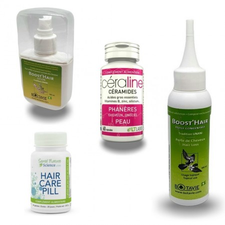 CHEVEUX 3 Protocole de traitement - Interne et externe contre la chute des cheveux