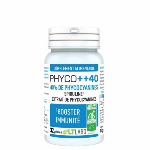 PHYCO ++40 BIO 32 caps - Concentré de Phycocyanine et Spiruline - LT Labo