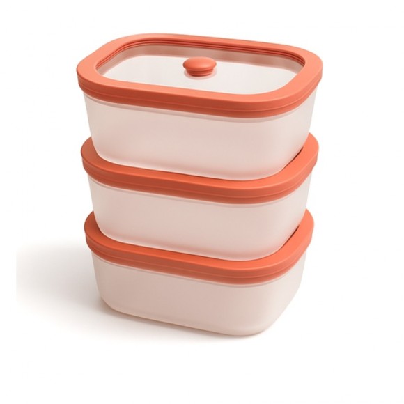 Fresko lot de 3 Boîtes sous vide 0,5L  couv. verre trempé - AirBlock- Airblock