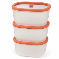 lot de 3 Boîtes sous vide  0,9L Fresko couv. verre trempé - AirBlock