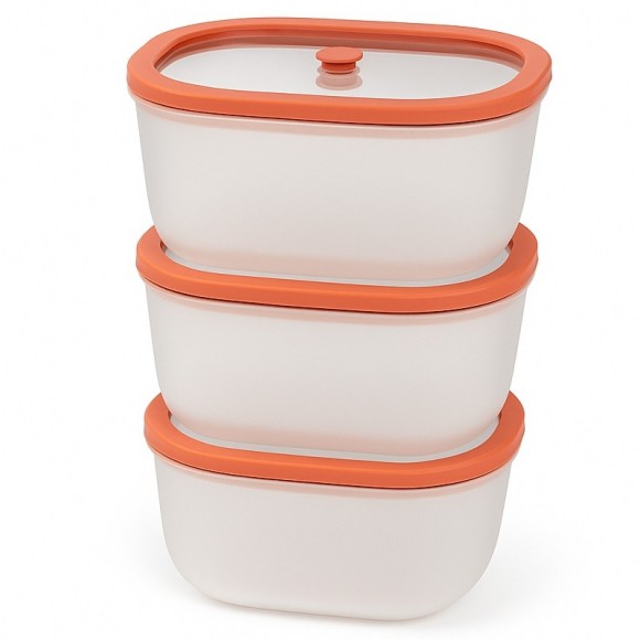 Fresko lot de 3 Boîtes sous vide  0,9L  couv. verre trempé - AirBlock- Airblock