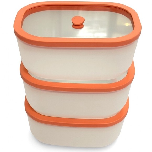 Fresko lot de 3 Boîtes sous vide  2,3L  couv. verre trempé - AirBlock