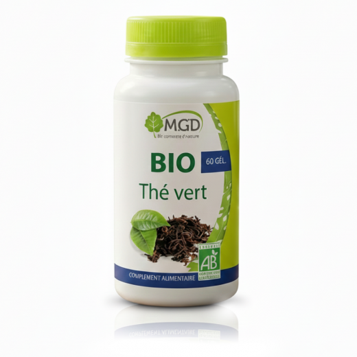 THÉ VERT BIO - 60 gél. - Minceur Élimination Antioxydant - MGD NATURE