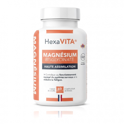 Magnésium Bisglycinate - Haute Absorption et Confort Digestif - HEXA3