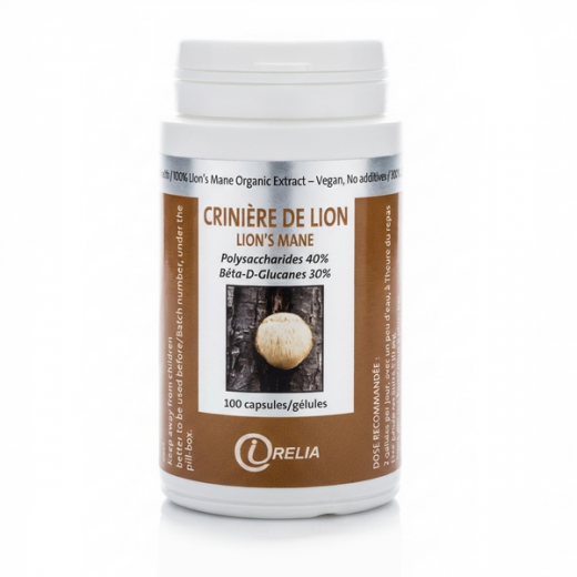 CRINIÈRE DE LION (Hericium Erinaceus) - Mémoire, Concentration, Nervosité - 100 Gél. - IRELIA