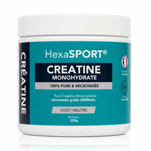 CRÉATINE MONOHYDRATE 200  - 250g Poudre - Force et muscles - Hexa3