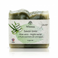 SAVON ALOE VERA ARGILE VERTE Saponifié à Froid 110g - WHENUA