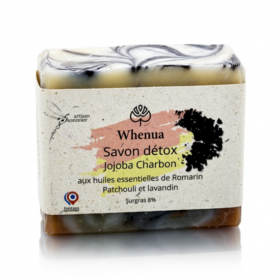 SAVON JOJOBA CHARBON Détox Anti-Acné 110g - WHENUA