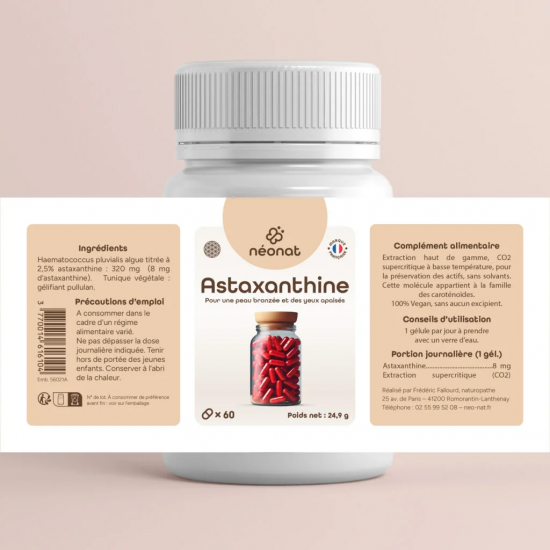 ASTAXANTHINE 8 mg (60 gélules) - Anti-Oxydant Yeux - Néo-Nat