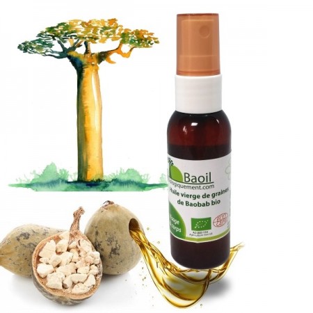 HUILE BAOBAB vierge bio Nourrit la peau.