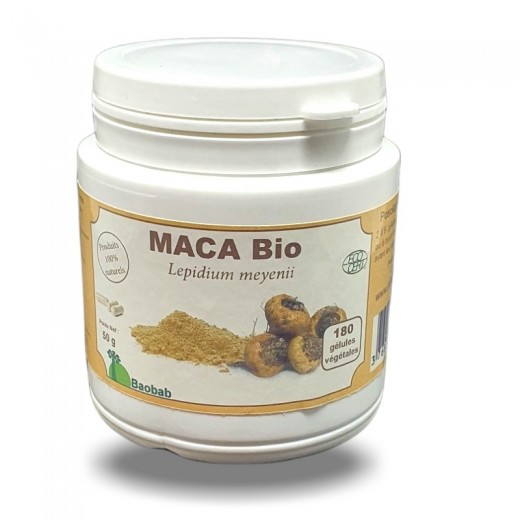 MACA BIO 180 gél. - Vitalité, Énergie & Équilibre Hormonal - Baobab