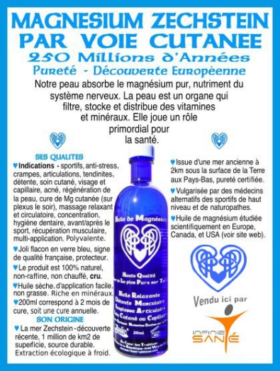 L'huile de mag­né­sium  absorbée par voie transcuténée