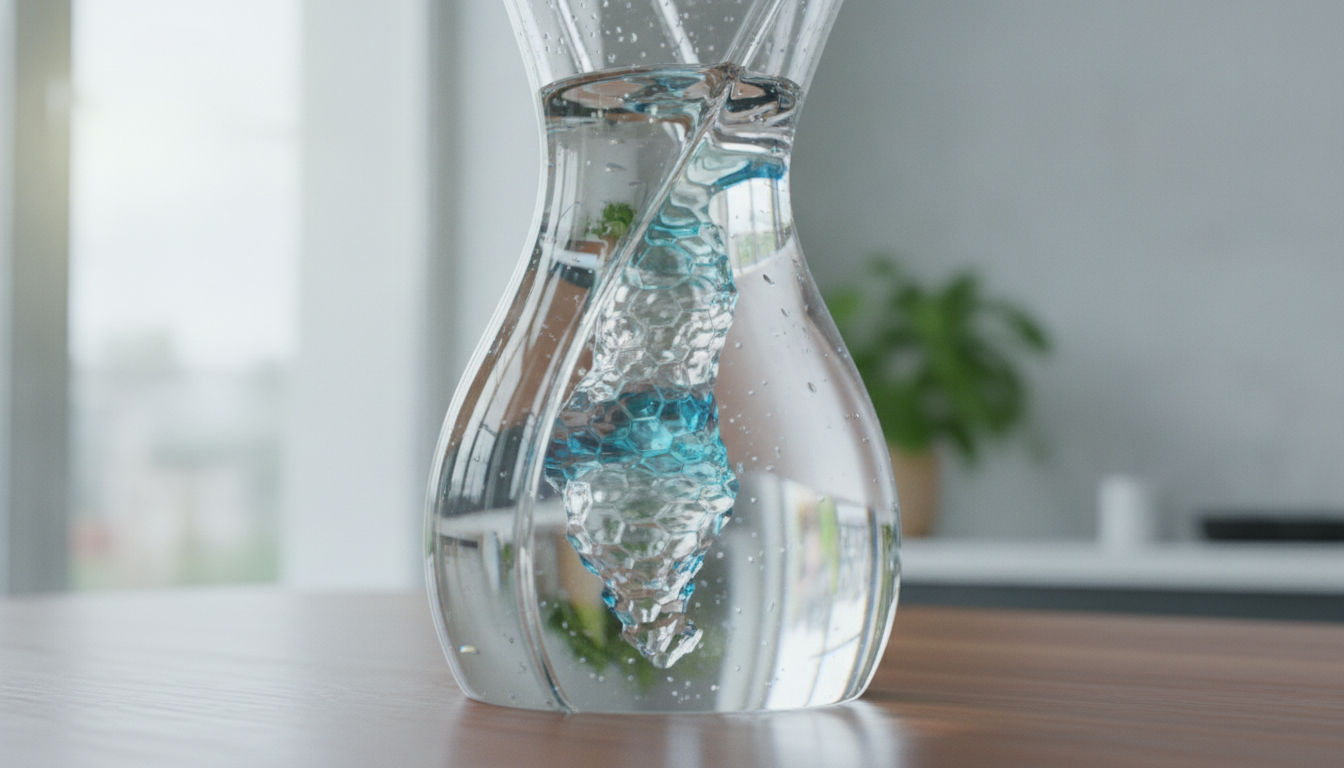 Carafe vortex avec eau cristalline tourbillonnante, eau structurée purifiée pour une hydratation cellulaire optimale, purificateur Geyser, 21:9