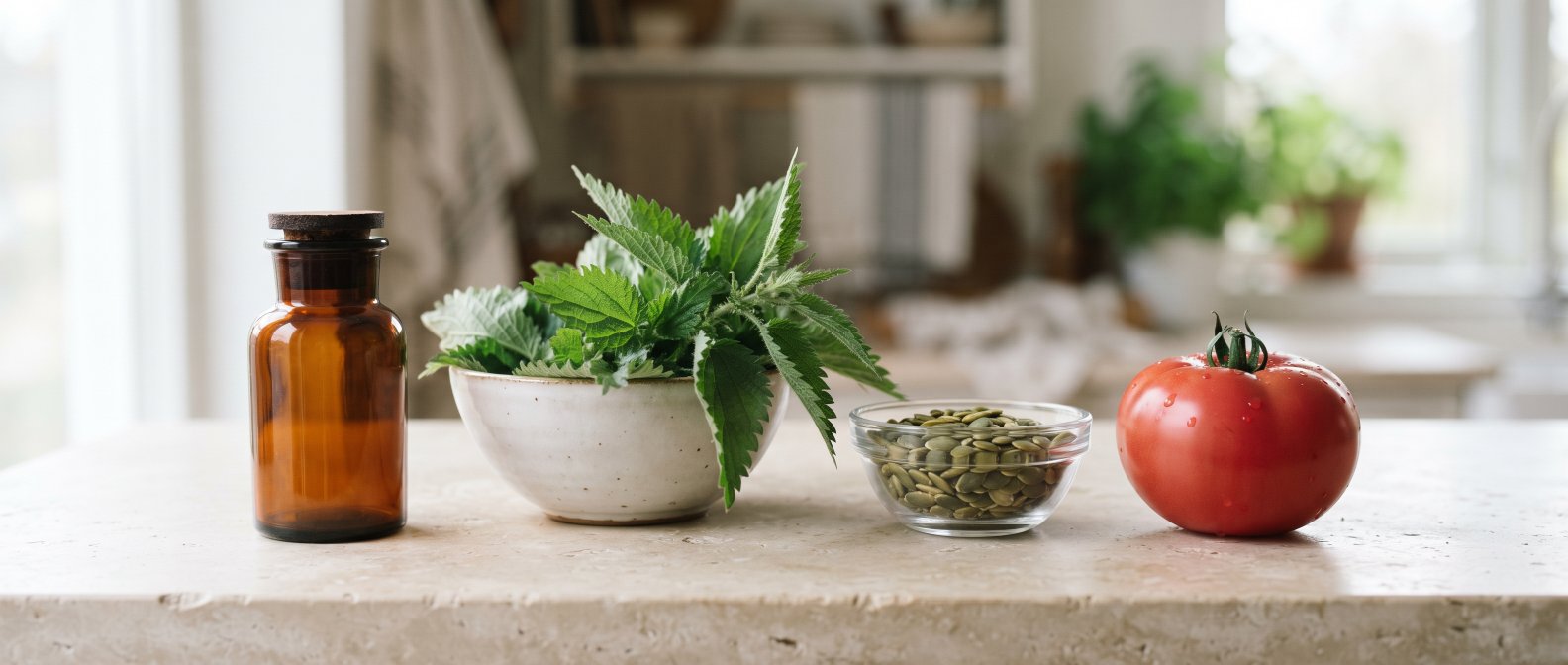 Synergie du palmier nain avec ortie, courge et lycopène