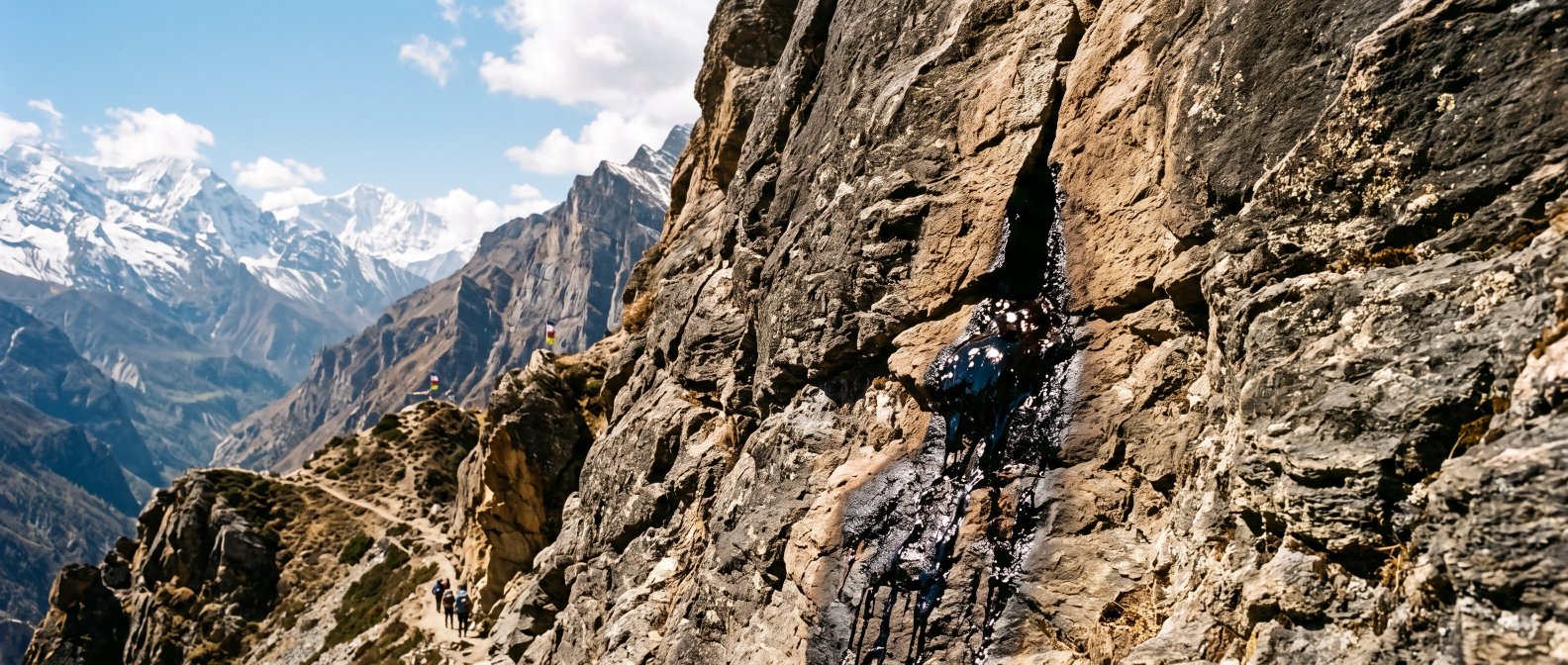 Shilajit : résine noire suintant des roches de l'Himalaya