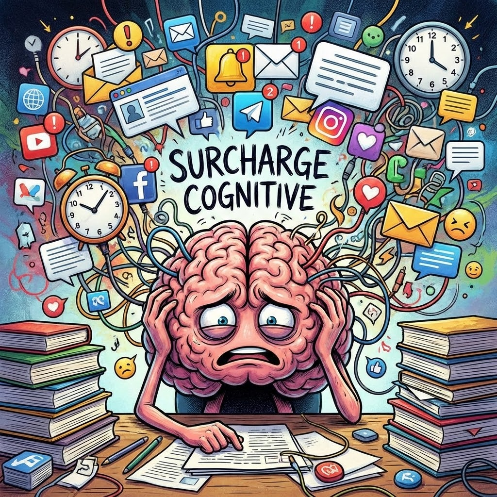 Adulte avec des signes de surcharge cognitive et de difficulté de concentration