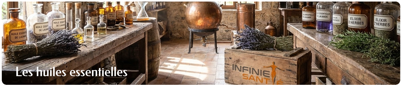 Flacons d'huiles essentielles pures et chémotypées pour l'aromathérapie