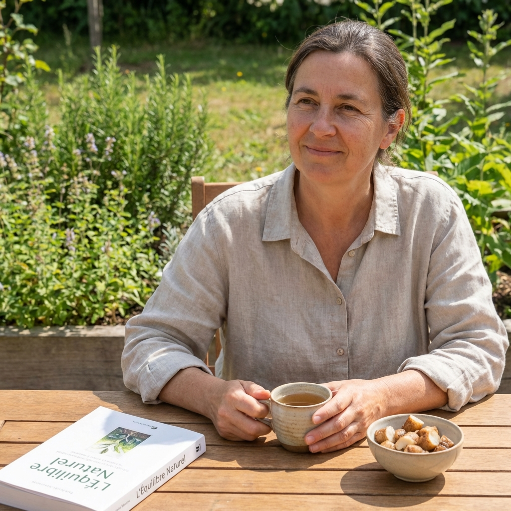 Femme sereine bénéficiant des bienfaits du Yam sur l'équilibre hormonal.