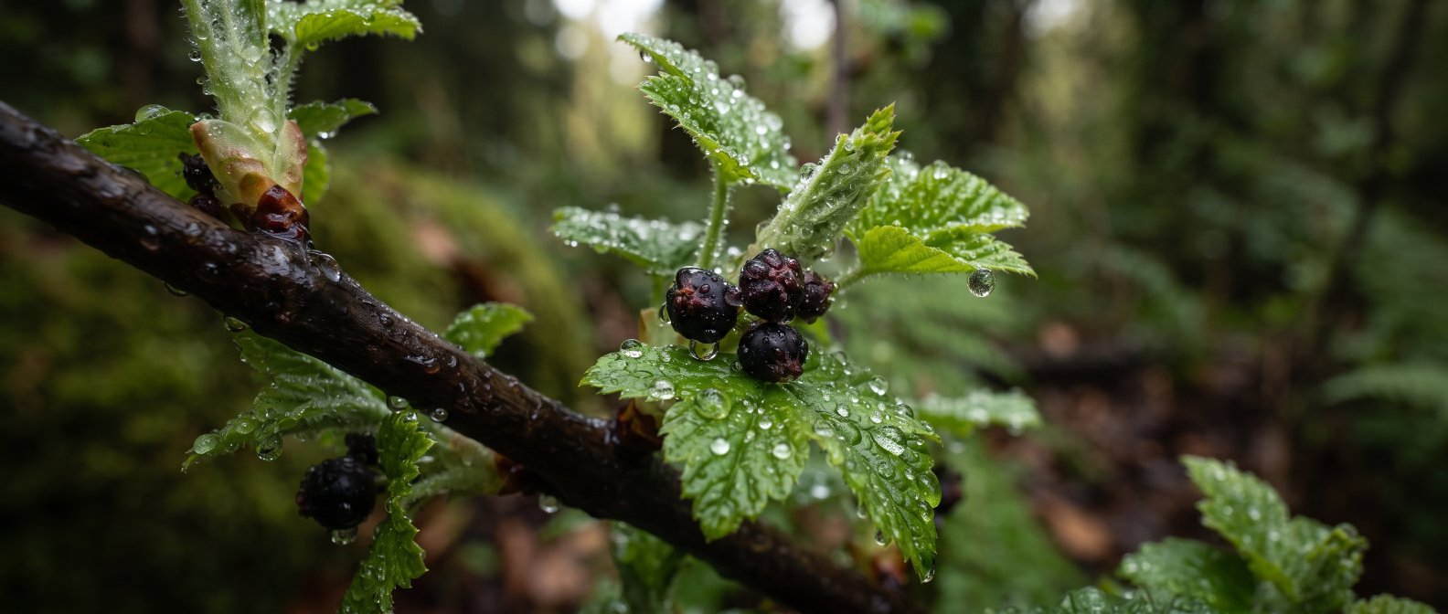 Gros plan de bourgeons de cassis et jeunes pousses au printemps