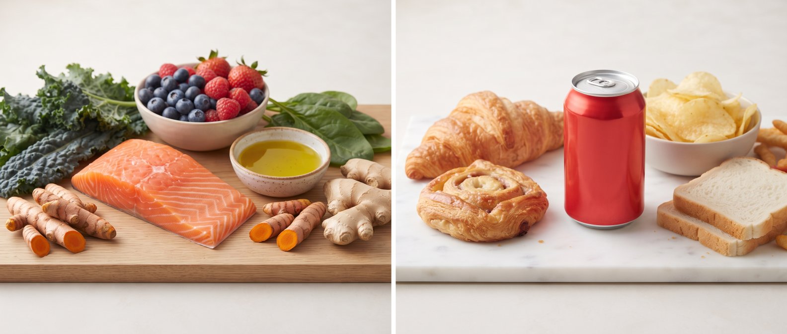 Balance entre aliments pro-inflammatoires et anti-inflammatoires