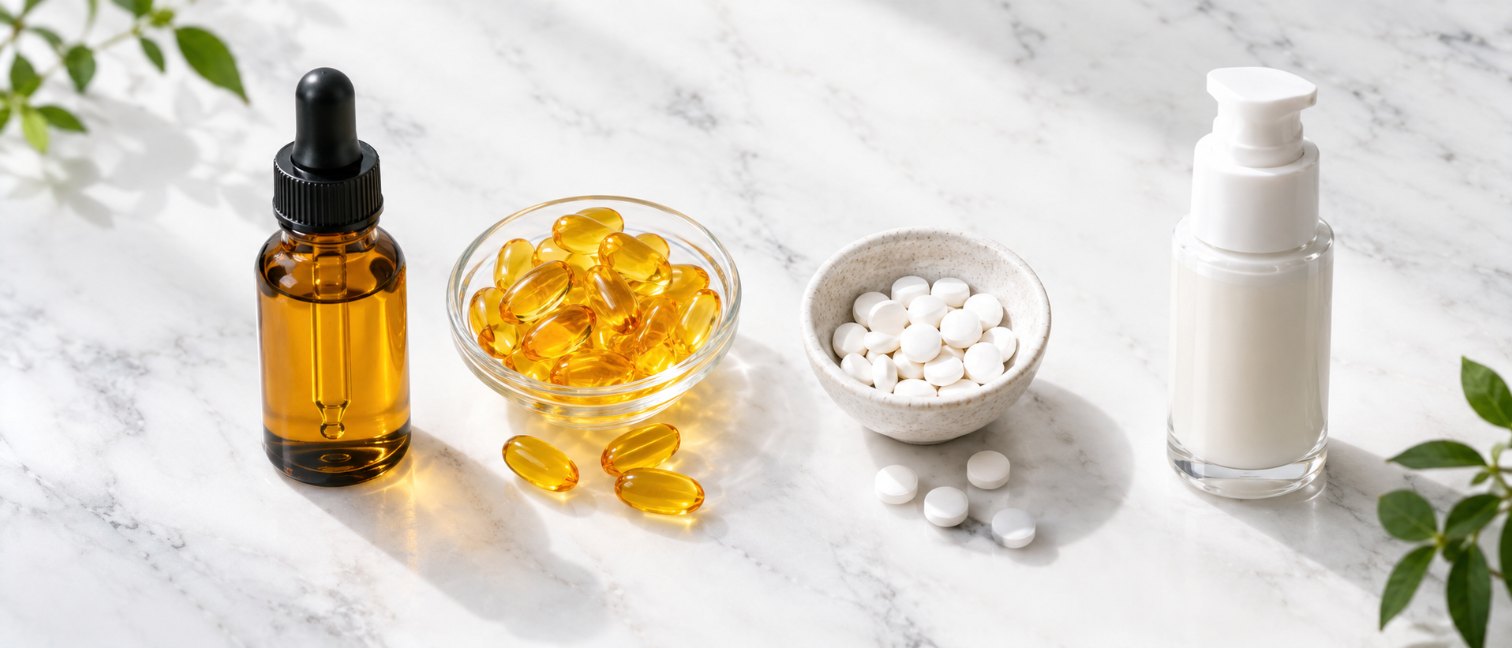 Différentes galéniques de vitamine D : gouttes, capsules, liposomal