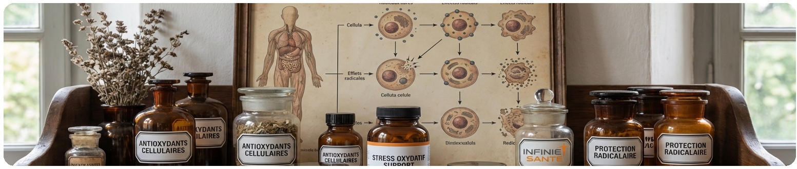 Compléments alimentaires contre le stress oxydatif, complexes antioxydants au Resvératrol, Coenzyme Q10 et SOD