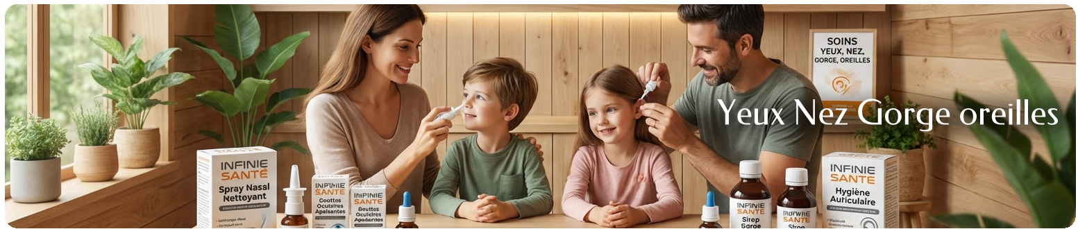 Produits naturels pour l'hygiène nasale, auriculaire, oculaire et le soulagement de la gorge