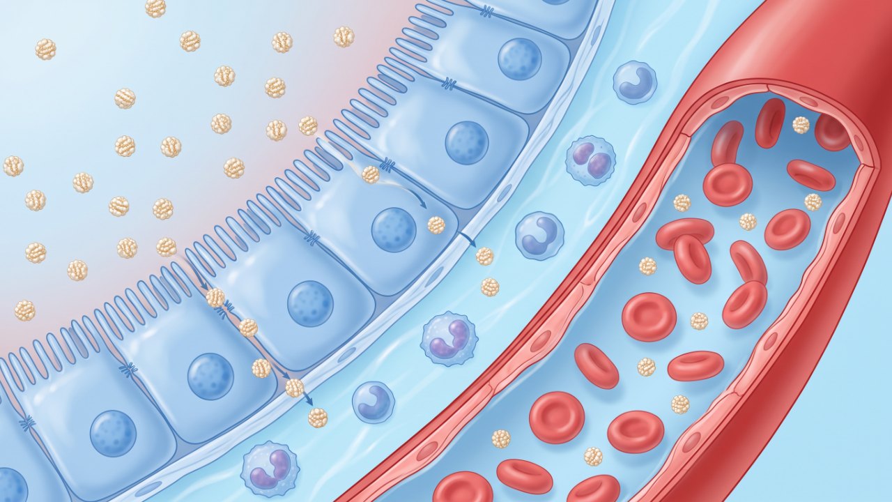 Petits peptides de collagène franchissant la barrière intestinale vers le sang