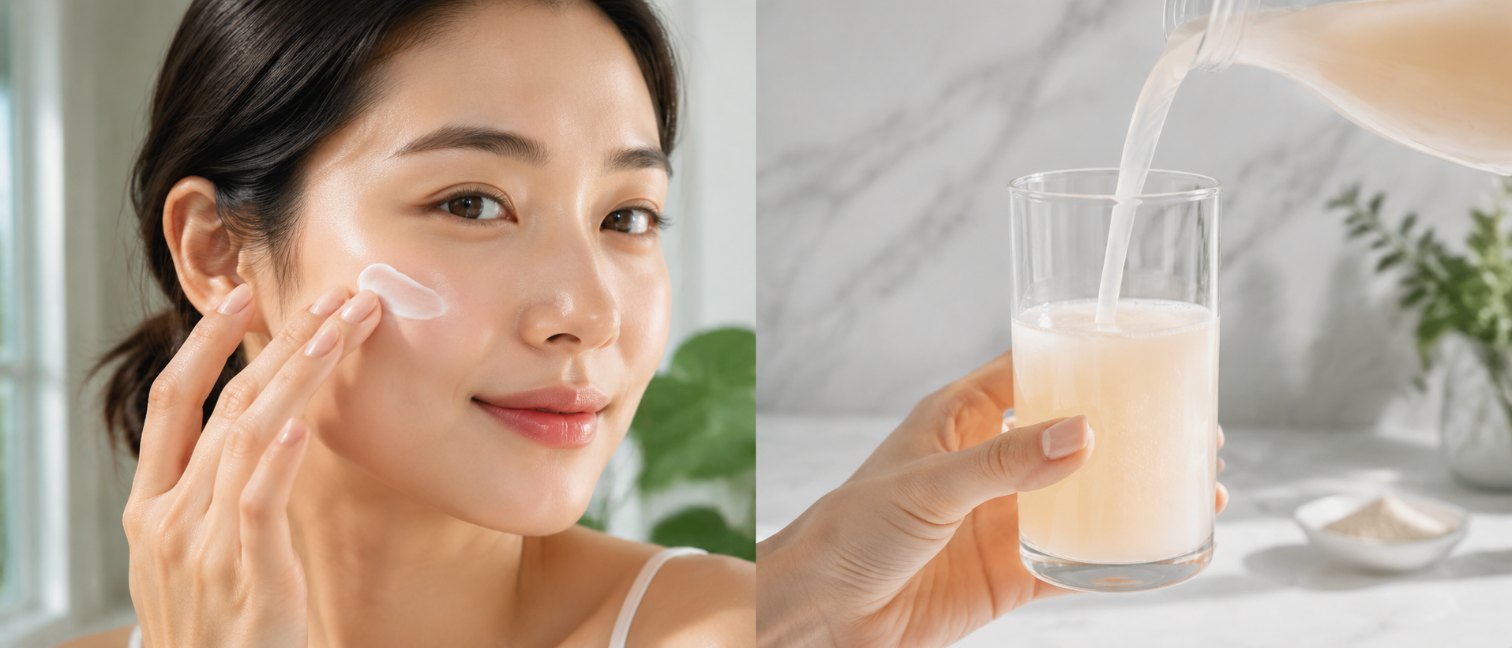 Collagène en crème sur la peau versus collagène en cure à boire, deux approches