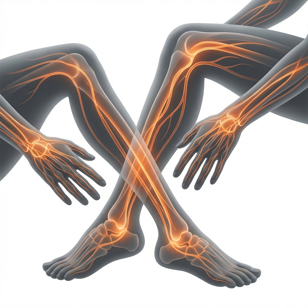 Jambes, mains, pieds